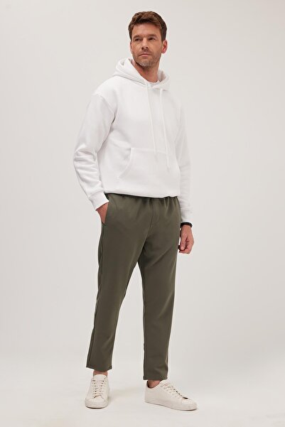 Tudors Men's Regular Fit Elastic Waist Lace-Up Jogger Khaki Pants Relaxed Fit Side Pockets