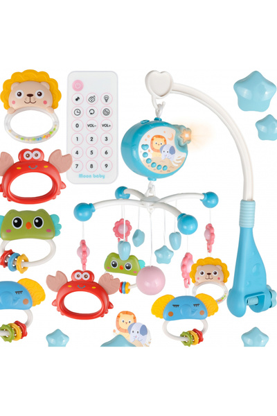 MalPlay Musical carousel with 360-degree rotation, with colorful pendants, stopwatch, pronunciation of numbers in English