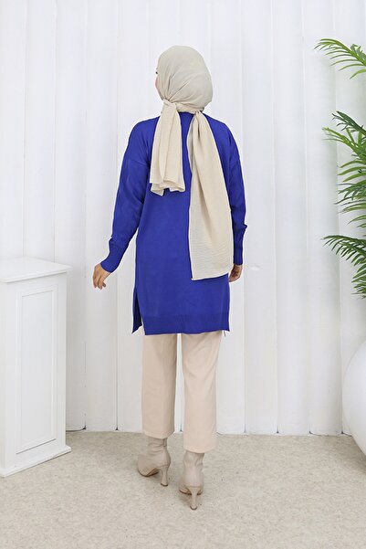 benguen Μακριά ζακέτα με σχέδιο N3239 Saks Blue