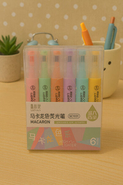 NaSaDAN Macaron Pastel Fosforlu Kalem 6’lı Set – Soft Renk Highlighter Marker...