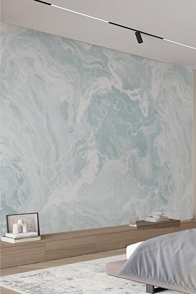 dreamwall Ice Sky Marble Açık Mavi Serisi Tekstil Tabanlı Duvar Kağıdı