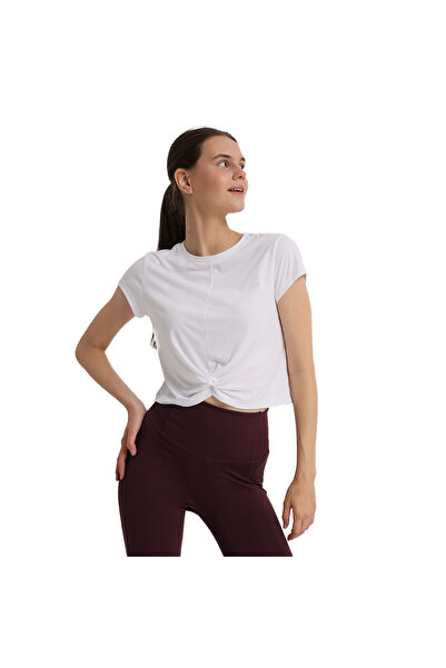 Sportive Marana Cropped Top Kadın Beyaz Günlük Stil T-Shirt 25KK1032-KBYZ