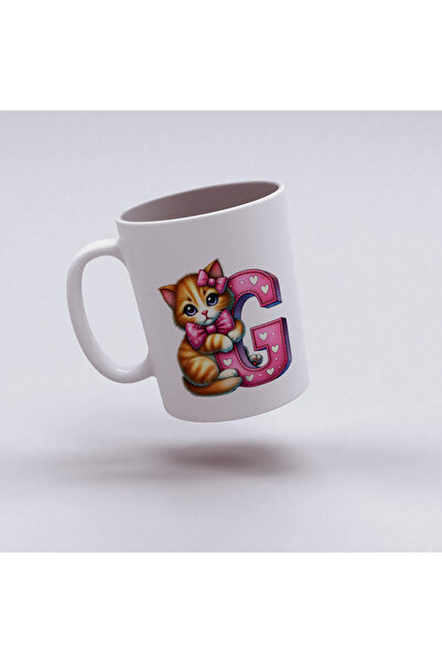 Kupa كوب بحرف G، كوب بتصميم قطة لطيفة باللون الوردي، هدية للأصدقاء والعائلة م...