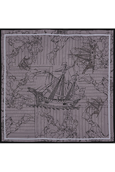 Aker Eșarfă din mătase twill cu două fețe Bosphorus 90X90