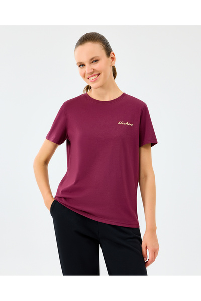 SKECHERS W Light Fabric T-Shirt Kadın Bordo Tshirt S2520239-3877