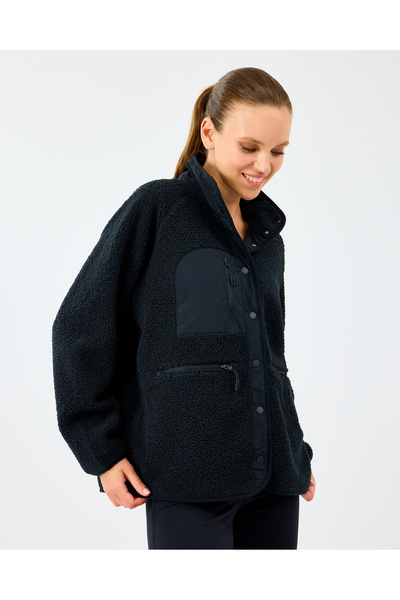 SKECHERS W Woven Detailed Pull Over Sherpa Kadın Siyah Mont S2520218-3817