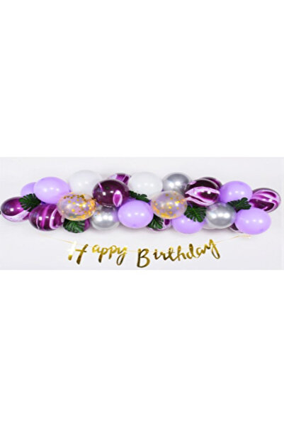 Flippy Baloane decorative din Latex si Banner Happy Birthday, Flippy, Model Aniversare, Set 37 de Piese, Mo