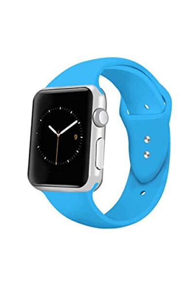 Bibilel Curea din silicon pentru Apple Watch, compatibilă cu mărimea 42/44 mm, albastru azuriu, BBL1791