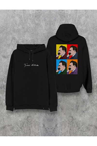 MODA هوديي فريدريش نيتشه مطبوع باللون الأسود