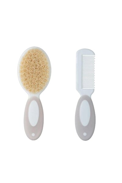 Bibilel Kids Set pentru ingrijire bebelusi, pieptene si perie extra moale, material netoxic, 0% BPA, Bej