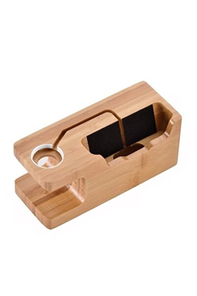 Bamboo Docking stand made of for Apple Watch, iPhone, Samsung with 3 USB ports