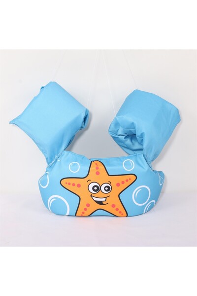 Flippy Children's life jacket with swimming fins, Flippy, Blue, Starfish pattern