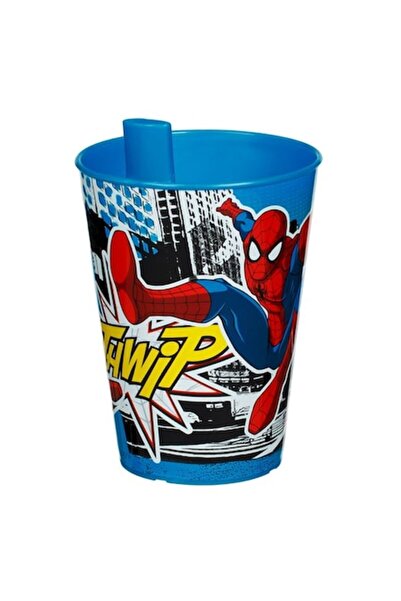 Bibilel Kids Pahar din plastic cu pai nedetasabil, 260 ml, Spider-Man