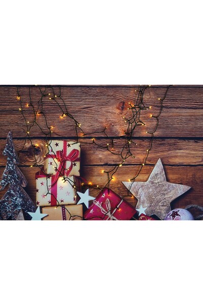 Flippy Christmas Light Installation, 12 meters, 100 LED lights, warm white, solar-powered, copper wire, lin