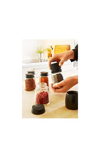 Bibilel Râșniță manuală de condimente, sistem de măcinare ceramică, 12,5 cm, neagră, IKA-BBLFMD160