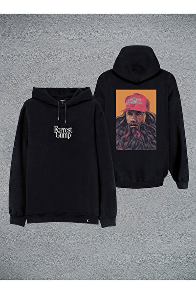 MODA Форест Гъмп - черна качулка с качулка с принт