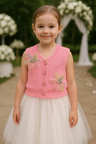 meriç bebe - bütün çocuklar melektir. mrc Girl's Thessaloniki Knitted Floral Knitwear Vest – Age 5-8