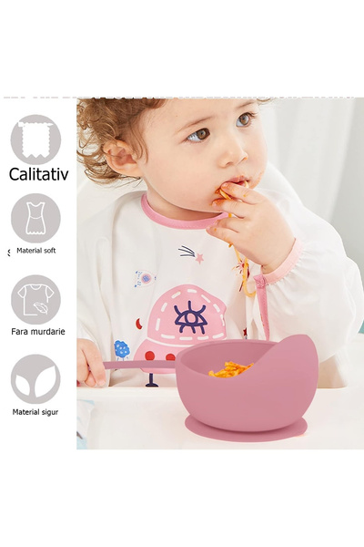 Toolsy Set de diversificare pentru bebeluși și copii din silicon Flippy, 10 piese, bavetă, ventuză compartimentată