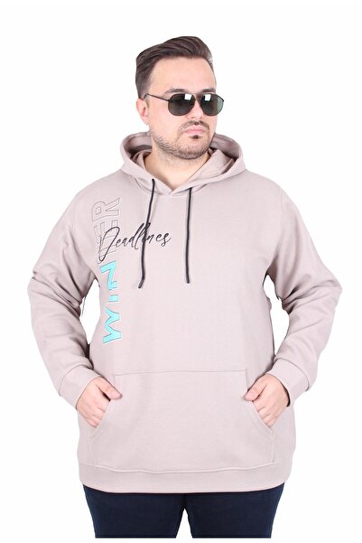 MocGrande Μεγάλο μέγεθος με κουκούλα Sweat Double Face Winter 25700 ΜΠΕΖ
