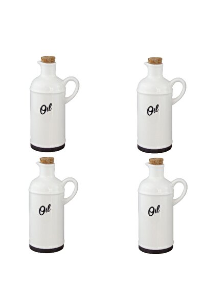 Culinaro Set 4 sticle portelan pentru ulei HELLA BLACK WHITE 430ml