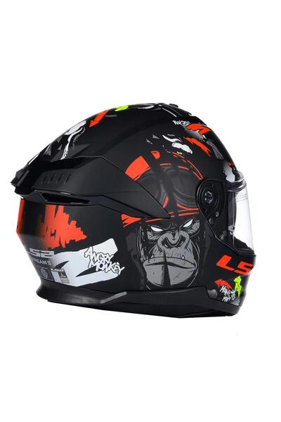 LS2 STREAM 2 ANGRY MONKEY MAT SİYAH-KIRMIZI KASK