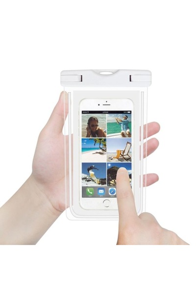 Bibilel Waterproof phone pouch with lanyard for phones up to 6.1 inch, TPU, White Transparent