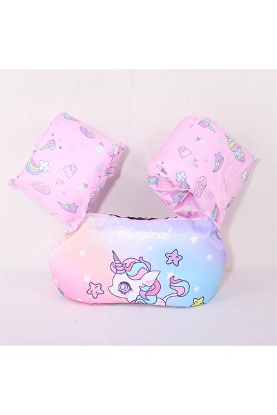 Flippy Children's life jacket with swimming fins, Flippy, Purple, Unicorn pattern