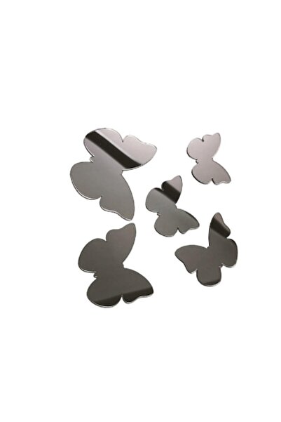 SOHO Autocolante acrilice autoadezive pentru oglindă, model fluture, 5 bucăți, argintii