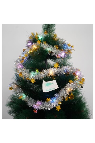 Flippy LED Christmas Tinsel, Gold, Snowflake Pattern, 2 m x 5 cm, PVC, Artificial, Bibilel