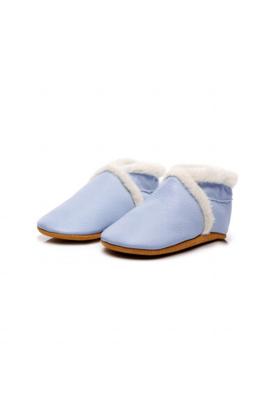 Superbaby Pantofiori bleu imblaniti din piele naturala pentru fetite, pentru ...
