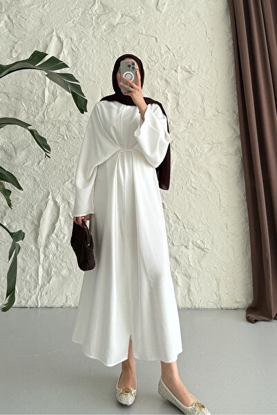 Rimel Moda Bağlamalı Alonso Elbise Ekru