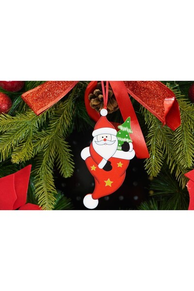 Bibilel Snowman in Stocking Christmas Tree Ornament, Bibilel, Red, Wood, 14 cm