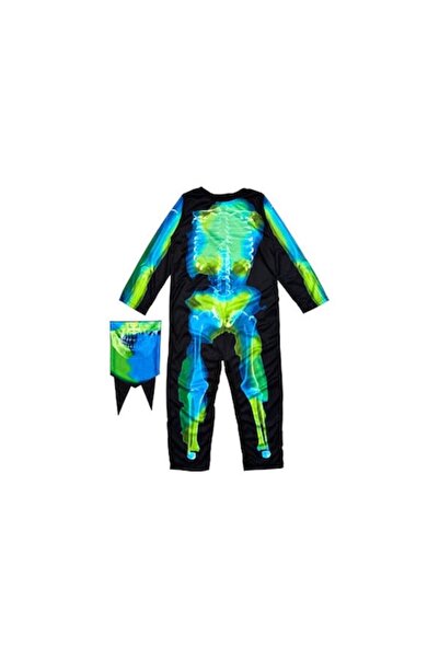 Bibilel Costum de Halloween pentru copii - Schelet colorat, 4-6 ani, set din 2 piese, multicolor