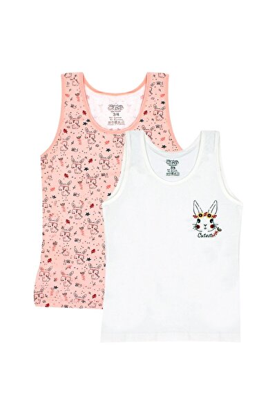 Öts Дівчача спортивна футболка з принтом, 2 шт. (96% бавовна, 4% еластан)