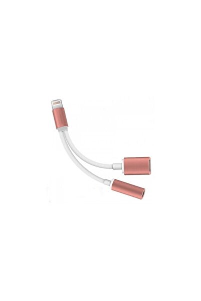SOHO Adaptor 2in1, compatible with iPhone, iPad, 3.5 mm jack, Lightning, White/Pink