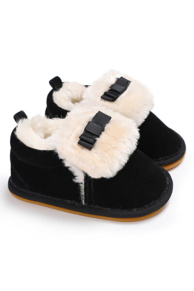 Superbaby Navy blue fur-lined shoes