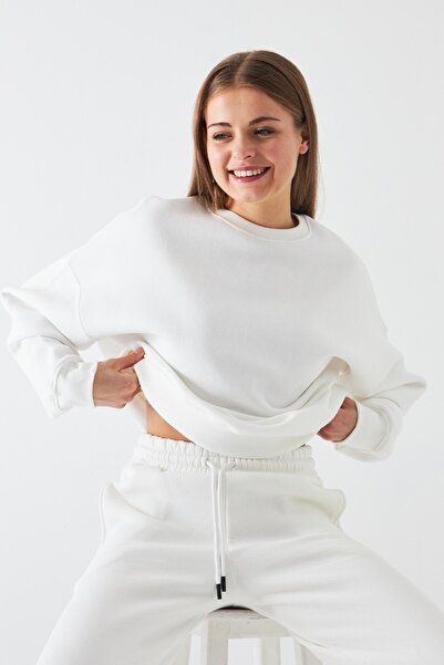 The Champ Clothing Unisex Oversize Sweatshirt Basic White – Λαιμόκοψη, 3 κλωστές από φλις με ανάλαφρο χρώμα