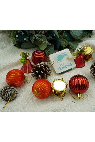 Bibilel Set of 24 ball Christmas tree ornaments, red/brown, polystyrene, glitter finish