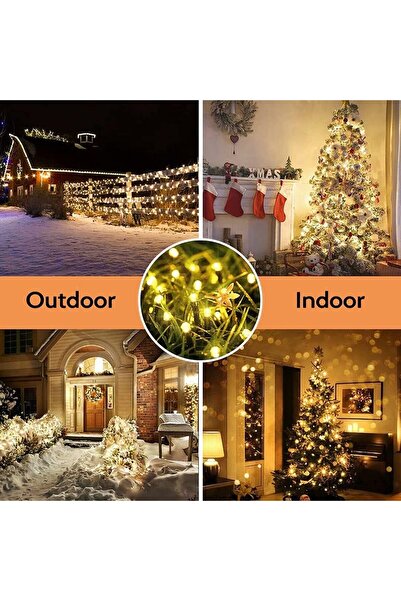 Flippy Christmas Light Installation, 32 meters, 300 LED lights, Warm White, Solar Powered, Copper Wire, Ind