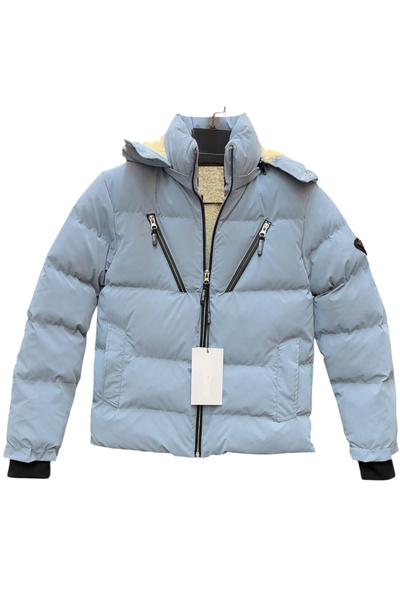 İrem Çocuk Giyim Erkek Çocuk /Kız Çocuk Çapraz Fermuar Model Kapüşonu Çıkabilen İçi Peluş Astarlı Buz Mavi Renk Mont