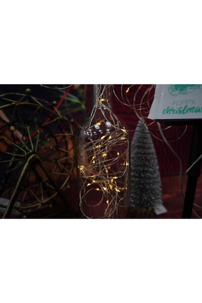 Flippy Christmas Lights, 10 meters, 100 LEDs, warm white, solar-powered, copper wire, linear, indoor/outdoo