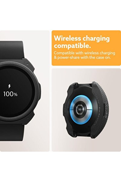 Bibilel Carcasă din silicon compatibilă cu Samsung Galaxy Watch 4 sau 5, 44 mm, neagră