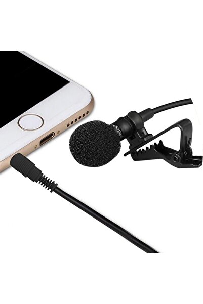 Bibilel Lavalier microphone 3.5 mm jack for phone & laptop, clip-on, 1.5 m cable, Black