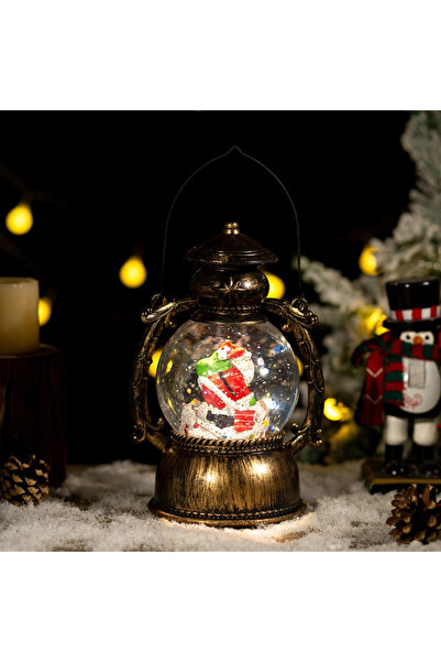 Toolsy Decorațiune de Crăciun, Tip felinar, Figurină Moș Crăciun pe coș, 3 mo...