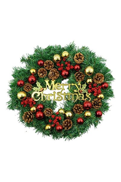 Optim Solution Christmas Door Wreath, Red-Gold-Green, 40 cm, PVC, Artificial, Decorated, Indoor/Outdoor