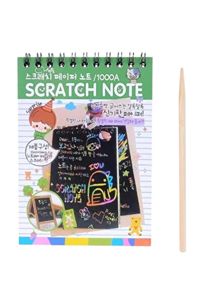 Flippy Carte de răzuit, Scratch magic DIY, 12 coli, Curcubeu, Creion din lemn, Cartonașe negre, 14,5 x 10 cm