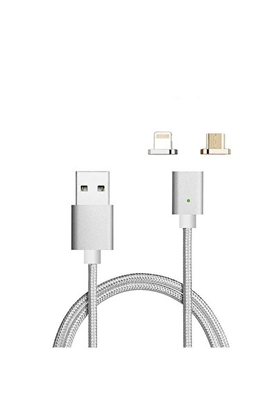 Bibilel Cablu de încărcare/date magnetic 2 în 1, 1 m, argintiu
