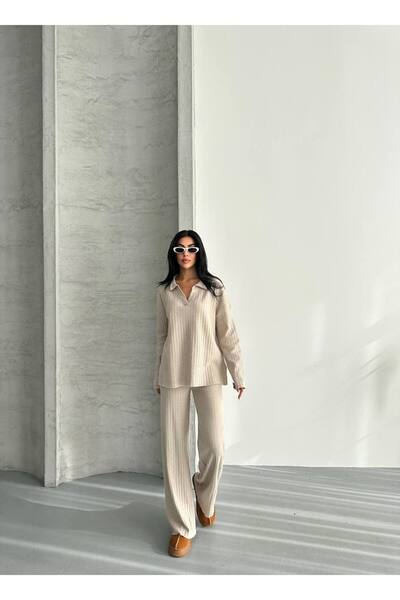 ezber moda Women's Cotton Polo Neck Double Set