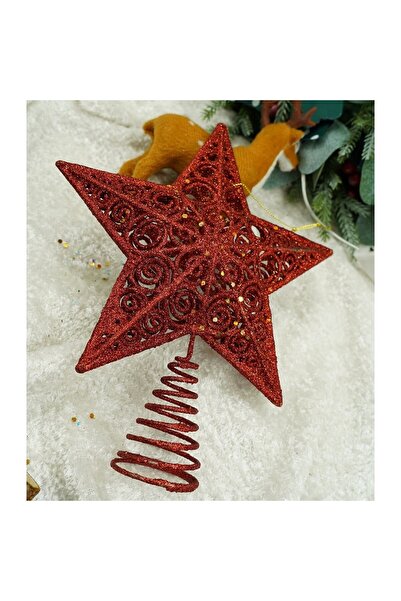 Flippy Decorative Christmas tree topper, Red, Star-shaped, spiral, Plastic/Metal, 19 cm x 23 cm,
