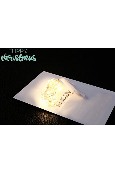 Flippy Christmas Linear Installation, 2m, Battery-operated, 20 LEDs, Warm White, Copper Wire, Indoor/Outdoo